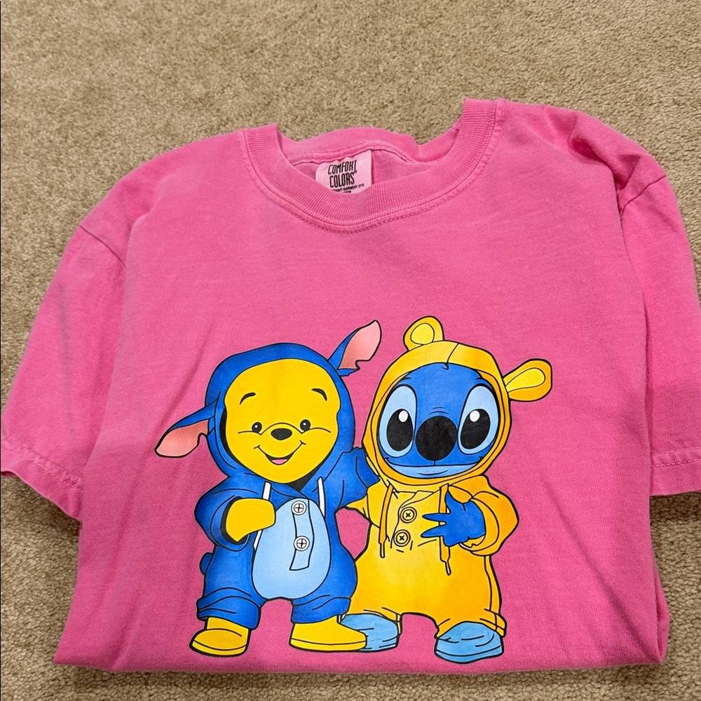 Comfort Colors Pink Short Sleeve Tee with Cartoon Print